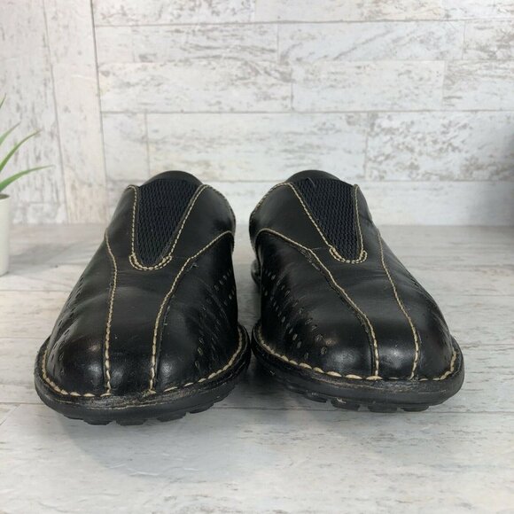 Born Concept Mules Flats Black‎ Leather Slip On Shoes WOMENS Size 6.5 / 37 GUC. - Picture 4 of 11